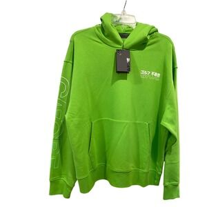 G/FORE Mens Neon Gecko Green Hoodie Japanese‎ Golf Sleeve Logo Pullover Size M